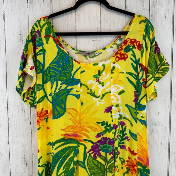 Jams World Florest Yellow Paca Palomorca Hawaiian Maxi Dress W383 Size Large - Picture 6 of 14
